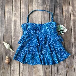 New‎ Island Escape Tankini Swimsuit Top Women 6 S Bandeau Ruffled Halter Tiered